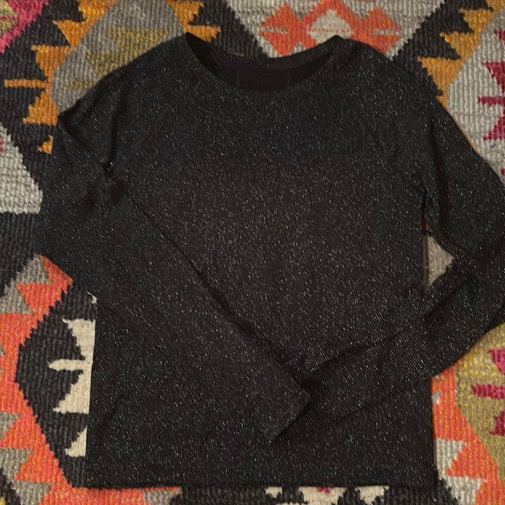 Athleta momentum seamless top black glitter size xs